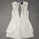 DO+BE Cream Faux Leather Romper  Deep V Photo 0