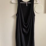 Free People Dark Grey Deep Cowl Neck Sleeveless Dress With Pockets Photo 0