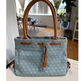 Dooney & Bourke Vintage Y2K Baby Blue Canvas and Leather Tassel Bag, EUC Photo 0