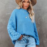 VICI  Powder Blue Balloon Sleeve Sweater Size Small Oversized Photo 0