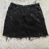 BDG Urban Outfitters Distressed Black Denim Mini Skirt  Photo 0