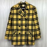 Neiman Marcus  Women Shirt Jacket Medium Yellow Plaid Pea Coat Wool Double Breast Photo 0