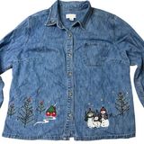 cj banks Vintage  Denim Christmas Button Down Shirt 2XL Photo 0