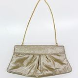 Steve Madden Small Shiny Metallic Gold Leather Frame Clutch Purse Photo 0