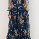 Baltic Born  Layla Tulle Maxi Dress | Blue + Golden Floral Photo 0