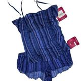 Xhilaration Y2k Mesh Striped Lingerie Set Size 6/ Medium NEW Purple Photo 0