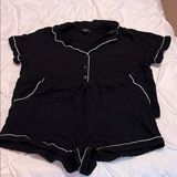 Forever 21 Black and White Pajama Set with Classic Trim Photo 0