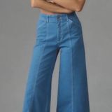 Anthropologie Maeve Delaney Crop Clean Seamed High Rise Wide Leg Jeans Photo 0