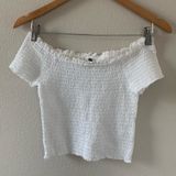 Abercrombie & Fitch Abercombie and Fitch White Smocked off-the-shoulder Top Photo 0
