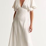 Abercrombie & Fitch Flutter Sleeve Satin Maxi Dress Photo 0