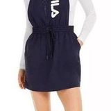 FILA Navy Queen Overalls Dress Nylon Streetwear Spell out Photo 0