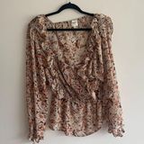Hayden Los Angeles 1XL Pink Floral Ruffle Blouse Photo 0
