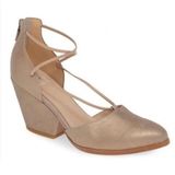 Eileen Fisher NEW Rope Ghillie Lace Block Heel Platinum Metallic D’Orsay Size 11 Photo 0