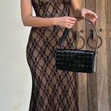 NWT Commense Size Small Lace Patchwork Cami Midi Dress Black Photo 0