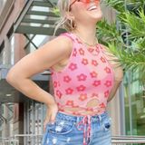 American Threads Zuri Floral Mesh Tank Photo 0