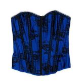 Daisy Y2k  Corsets Blue and Black Floral Print Lace Up Corset Medium Photo 0