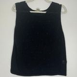 Eddie Bauer Vintage 100% Linen Black Flower Design Loose Knit Tank Top Sz Medium Photo 0