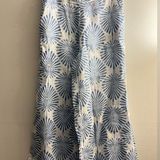 Joie  Women Blue White Leaf 100% Linen Cropped Wide Leg Pants elastic waist S Photo 0