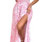Boutique Pink And White Floral Maxi Dress  Photo 0