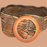 Wavy strips of leather design belt! Really cool Tan Photo 0