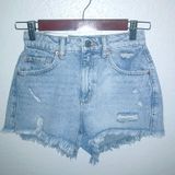 Garage Denim 23-24 00 Festival High Rise Distressed Light Wash Jeans Shorts Photo 0