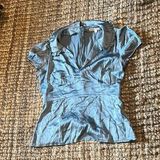 Nanette Lepore  Baby Blue Satin Blouse Size 4 Photo 0