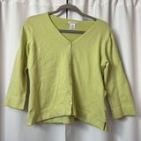 Worthington Green Yellow Button Up Cardigan Sweater Size Large Photo 0