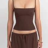 Aritzia Fenity Fashion Brown Corset Top Photo 0