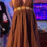 La Blanca Vintage 70s Boho Brown Halter Dress Photo 0