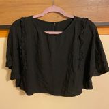 SheIn Black Ruffle Flowy Short Sleeve Top Photo 0