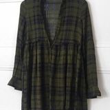 re:named Plaid Button Cuff Front Button Down Tunic Top Or Short Dress Photo 0