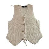 Liz Claiborne Lizwear Beige Knit Lace-Up Vest Sweater vintage Photo 0