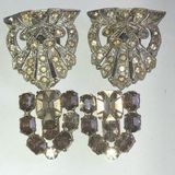 Lot of 2 Shoe Clips Vintage Silver Tone CZ Rhinestones Photo 0