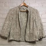 Coldwater Creek  6 100% Cotton Cream Tan Elbow Length Short Sleeve Blazer Jacket Photo 0