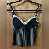 Black & White Striped Crop Top Size Medium NWOT Photo 0