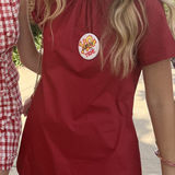 Sugar Lips Deep Red Short Sleeve Dress Photo 0