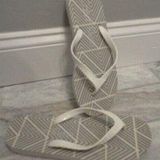 Calvin Klein "Shaina" women's size 9 white/gray logo flip flops Photo 0