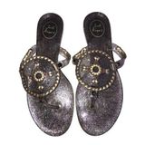 Jack Rogers Size 9 Sandals Jelly Thong Clear Glitter Medallion Gold Summer Beach Photo 0