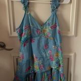 Love Shack Fancy  Blue Floral Mini Dress Photo 0