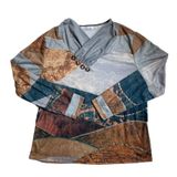 Misook MISSLOOK boho earthy landscape long sleeve top Photo 0