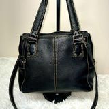Fossil Black Pebble Leather Stitches Medium Shoulder Satchel HandBag Purse EUC. Photo 0