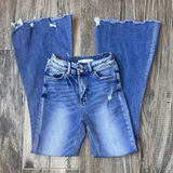 Bridge by GLY  Jeans Women 25 Flare wide leg Blue Distressed Denim hippie western Photo 0