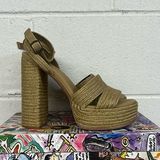 Jeffrey Campbell New w/box  sz9 woven tan heel sandals yawl straw open toe lace Photo 0