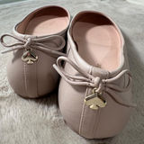 Kate Spade New York Pink Leather Ballet Flats With Bow & Spade Charm Womens Shoe Photo 0
