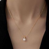 White Pearl Pendant Necklace for Women Gold Photo 0