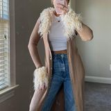 River Island Fur Trim Longline Cardigan Photo 0
