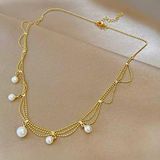 Vintage fashion Gold Plated Pearl Necklace Photo 0