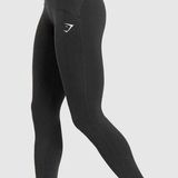 Gymshark Black Waist Support Leggings Mid Rise Soft Athleisure Size Medium Photo 0