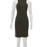 Tibi Dress Geometric Print Sleeveless Bodycon Fitted Dress Crew Neckline Photo 0