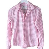 Frank & Eileen BARRY Tailored Button-Up Shirt Signature Crinkle Pink Check Sz S Photo 0